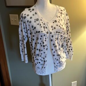Super cute cabbie three-quarter length cardigan, Dalmatian print non-smoking